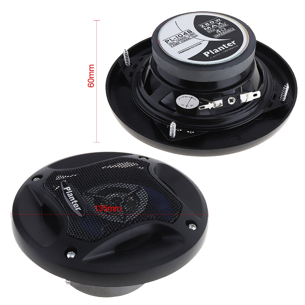 Bocina Universal para coche, claxon de 4 pulgadas, 4Ω, 12V, 280W, 91dB, tipo Coaxial y frecuencia completa con 30Hz-30KHz, se adapta a la mayoría de autos, 2 uds.