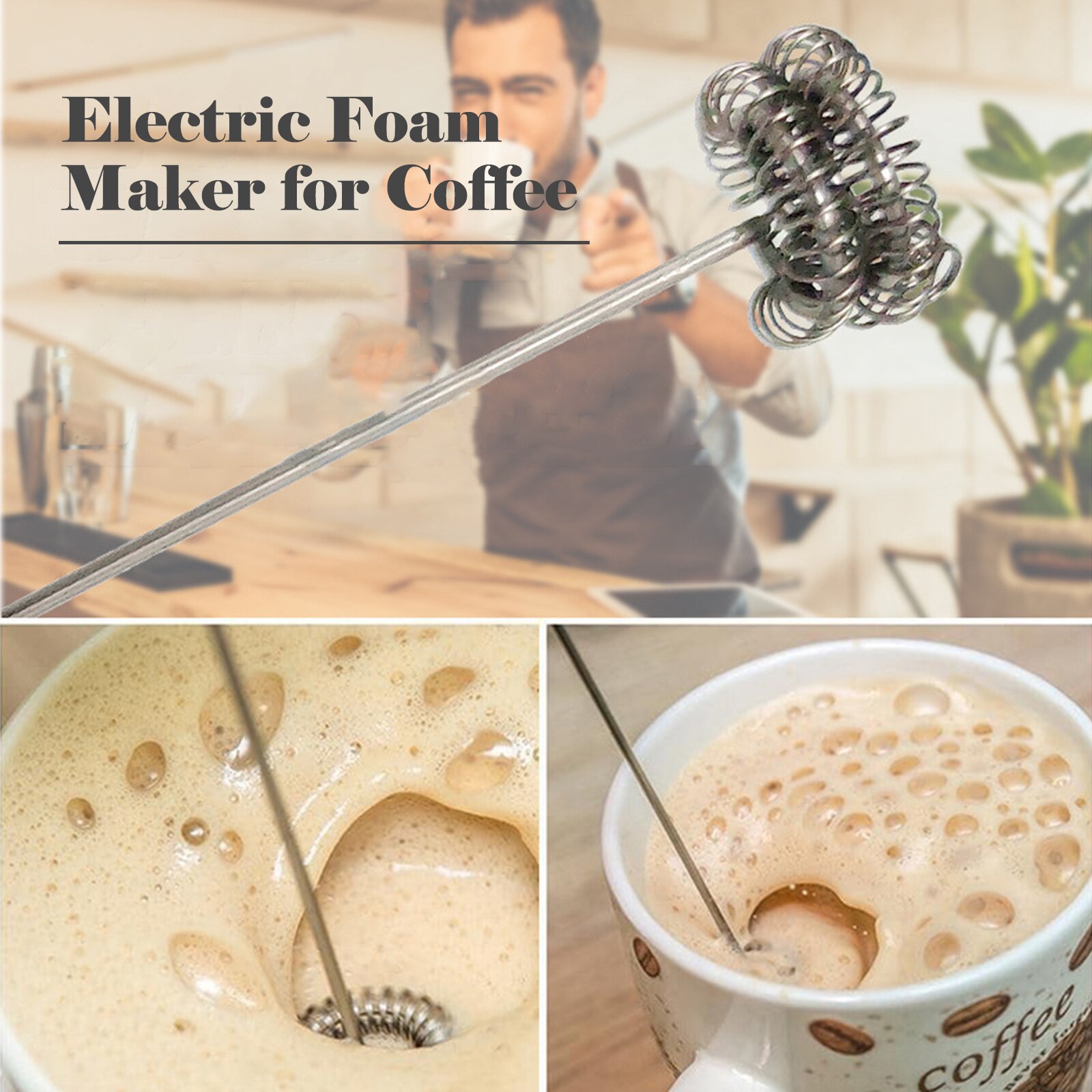 Automatic Blender Stainless Steel Whisk Electric Milk Frother USB Powered Rechargeable Mini Egg Beater Drink Mixer 3 Speed