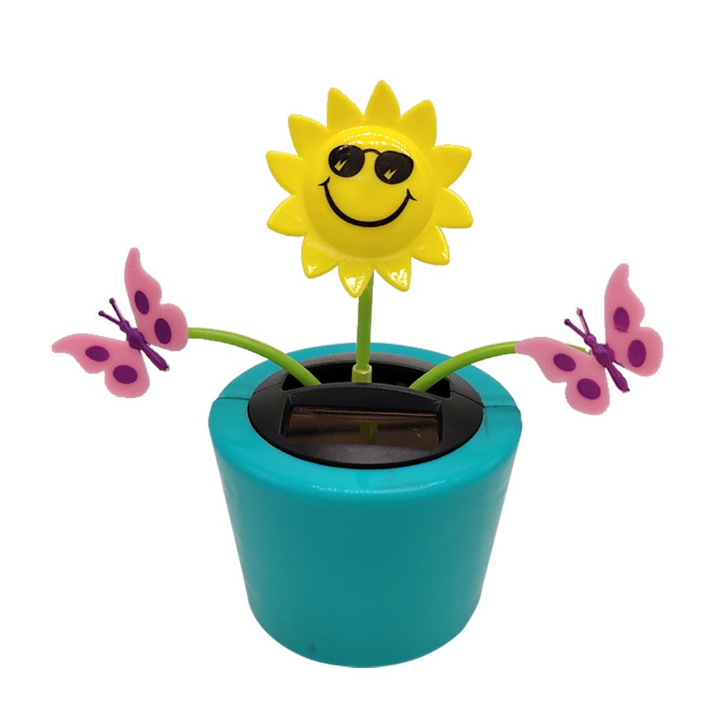 Solar Powered Insect Flower Sunflower Dancing Swing Doll Flip Flap Toy Home Decor Car Ornament Flowerpot Figure: F