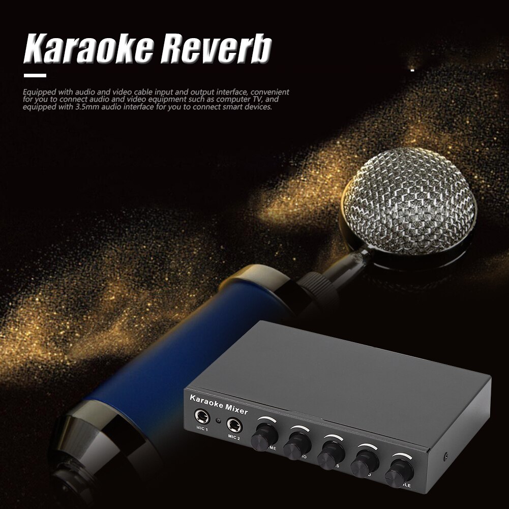 Portable Audio Karaoke Mixer - 20Hz-20KHz Frequency Response - 6.5mm Mic Jack - 160x120x32mm