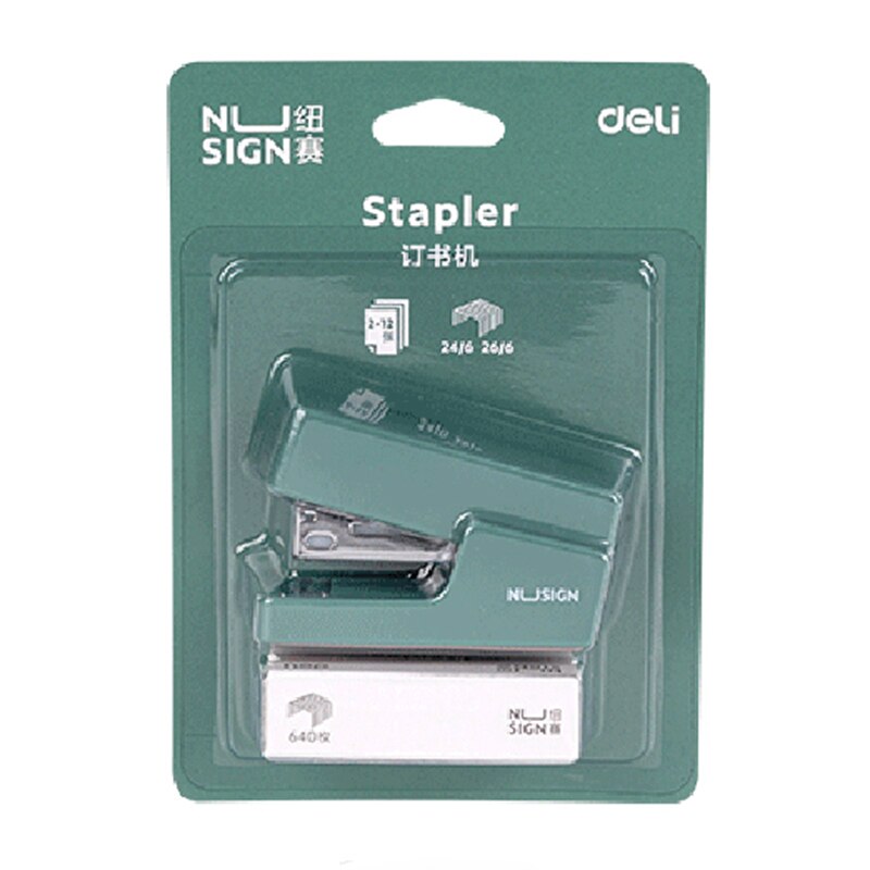 Nusign Colorful Stapler Book Paper Stapling Stapler Mini Stapler Set School Office Supplies Portable Bookbiding Stationery: Green