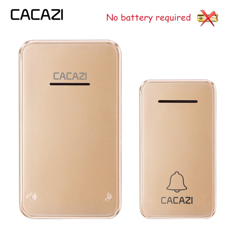 CACAZI – sonnette sans fil auto-alimentée, carillon, prise US/EU, 1/2 boutons, 1/2 récepteurs, sans batterie