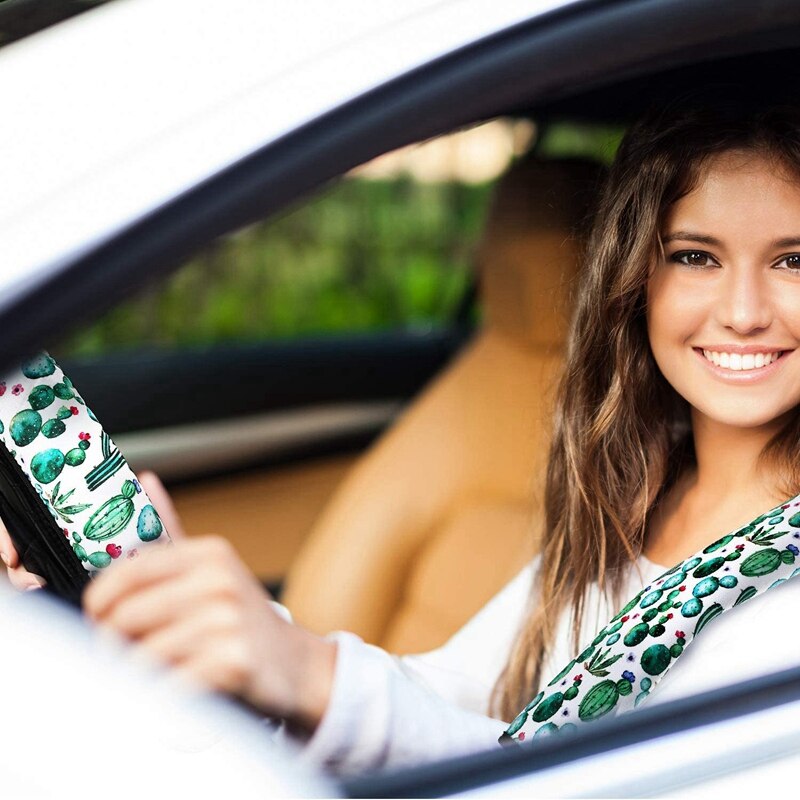 Cactus Auto Accessoires Set, Cactus Stuurhoes, Leuke Cactus Sleutelhangers, cactus Autogordel Pads Cover