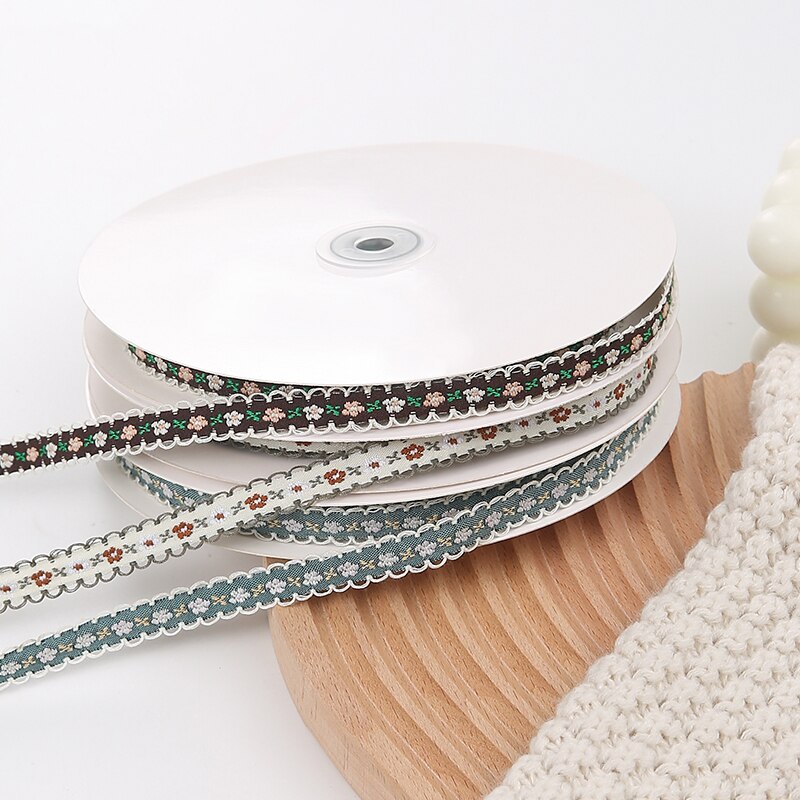 20 Meters Flower Packaging Ribbon Embroidered Lace Fabric Ribbon 1cm Diy Cake Ribbons