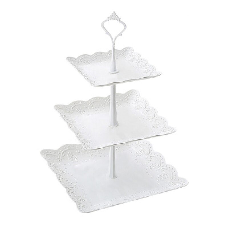 Huishoudelijke Speciale Lade Drie-Layer Cake Dessert Display Stand Europese Stijl Party Plastic Fruit Snacks Decoratie Goederen: 02