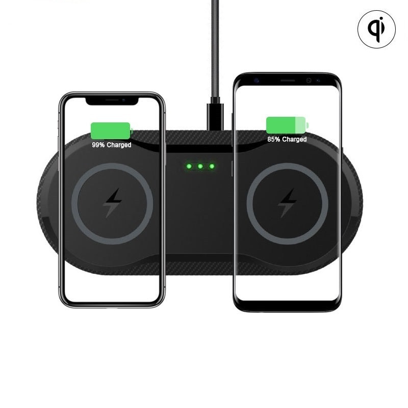 Double 10W Qi Wireless Charger Pad for iPhon 11 XS XR X 8 AirPods Pro Fast 10W Dual Charging Dock Station For Samung S10 S20