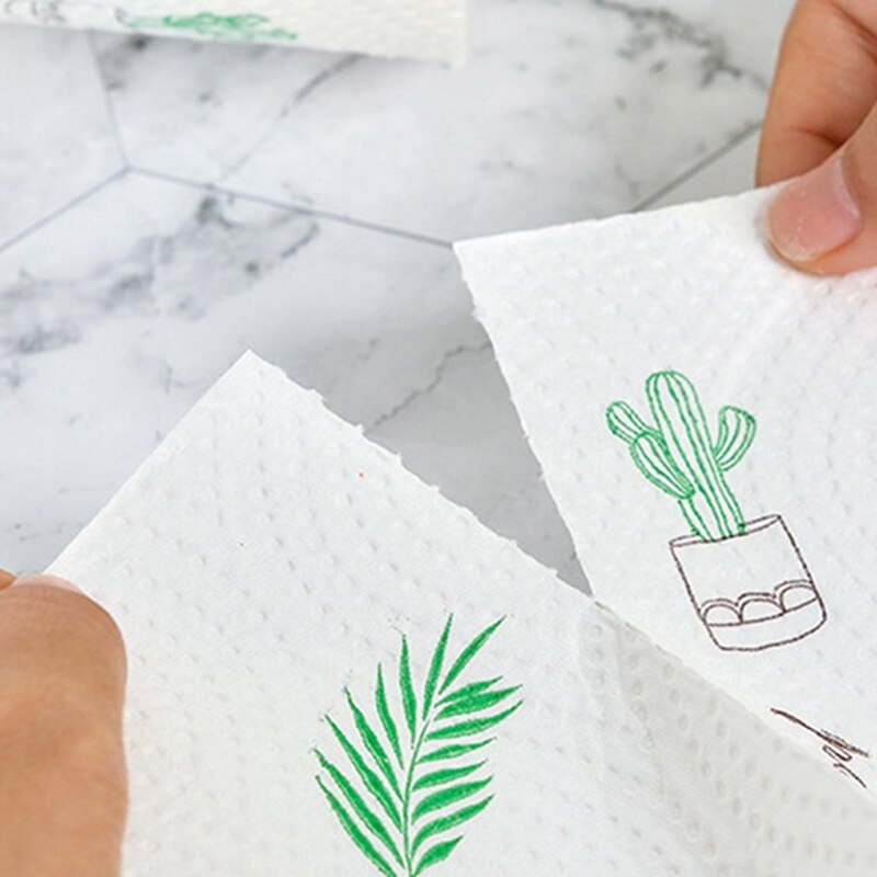 Kitchen Printed Paper 2 Layers Water Absorption Oil-absorbing Paper Towel Kitchen Napkin For Dish Washing Home Cleaning 1Roll