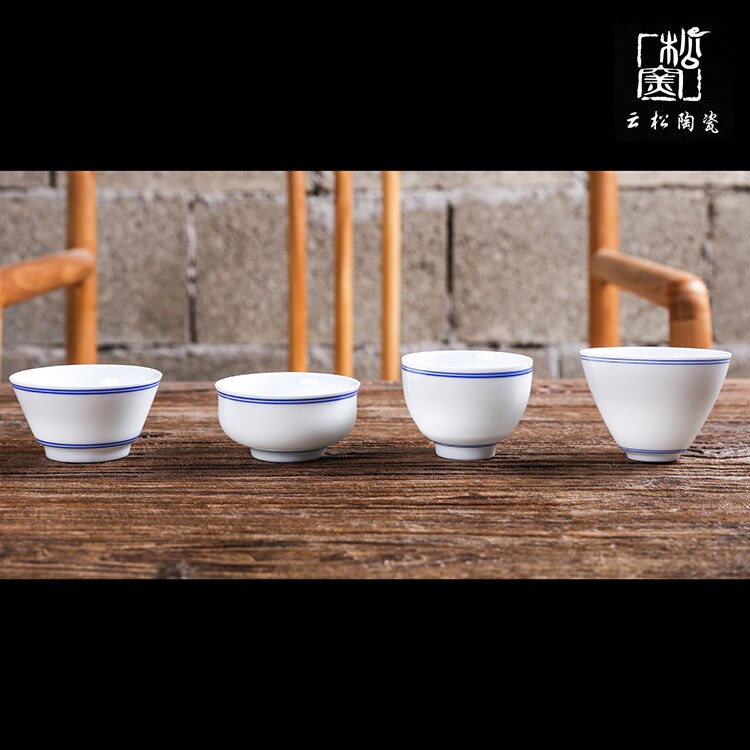 Dehua Ceramic Tea Utensil Hand-Painted Ceramic Whiteware Teacup Drawing Line Single Cup Master Cup Ceramic Teacups