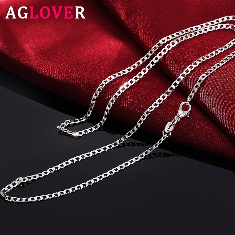 AGLOVER – collier en argent Sterling 925 pour homme et femme, 16/18/20/22/24/26/28/30 pouces, chaîne latérale de 2mm, de mariage, à la