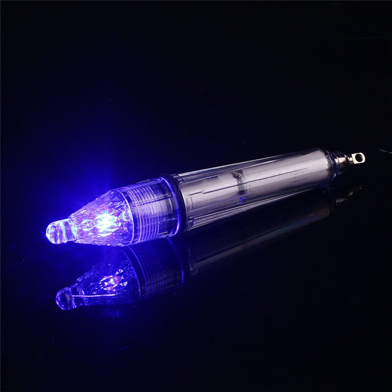 Waterproof Deep Underwater Fish Attracting Lure LED Fishing Flash Light Bait Transparent Use In 300M Under Water: 17cm Blue