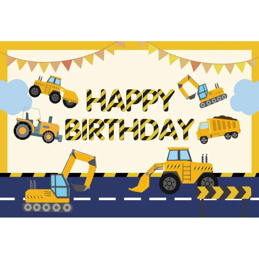 Excavator Truck Photo Backdrops Boy Birthday Construction Background Party Decor Photography Prop Photocall Photo Studio: XL / light green