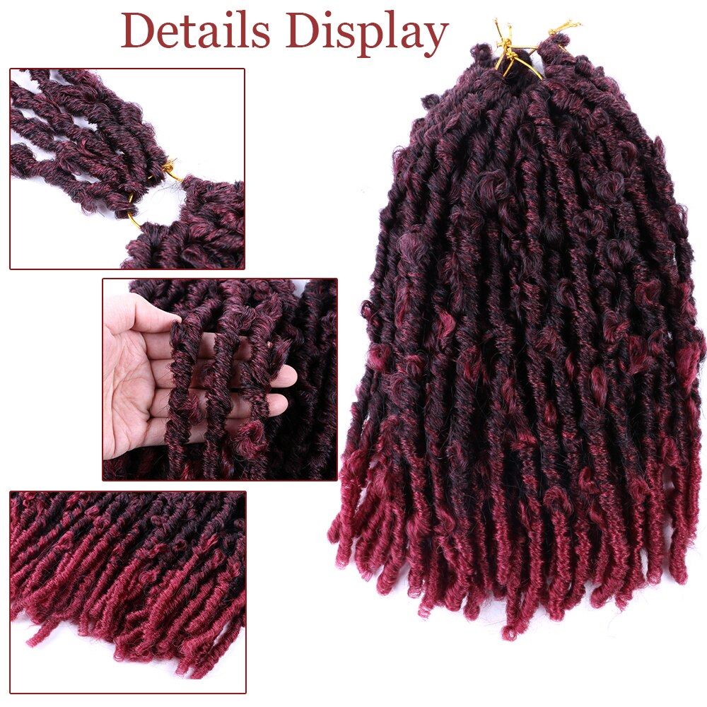 Sallyhair 14" Butterfly Locs Crochet Hair Distressed Butterfly Locs Crochet Braids Goddess Pre Looped Bob Locs Pre-Twist Braid