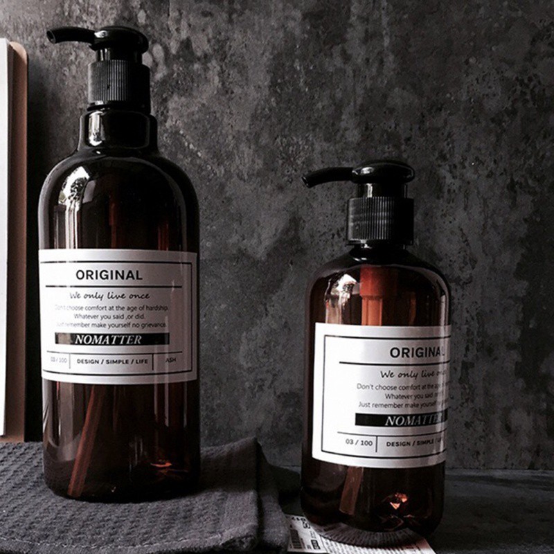 Bouteille de Gel douche rechargeable, Style nordique, 250/500ML, pour shampoing, savon, bouteilles brunes, presse, rangement, maison ou hôtel