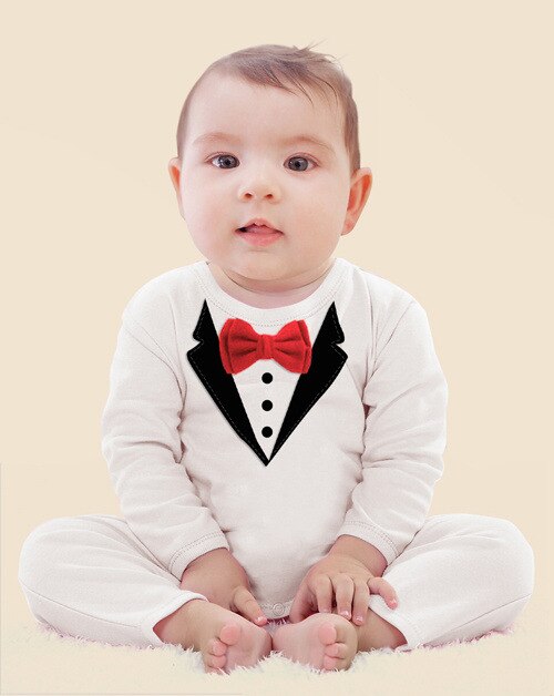 Peuter Kid Baby Baby Boy Kleding Gentleman Pak Lange Mouw Romper Vlinderdas Jumpsuit Een stuk Outfit Baby Kleding 0-3T: WHITE / 95cm