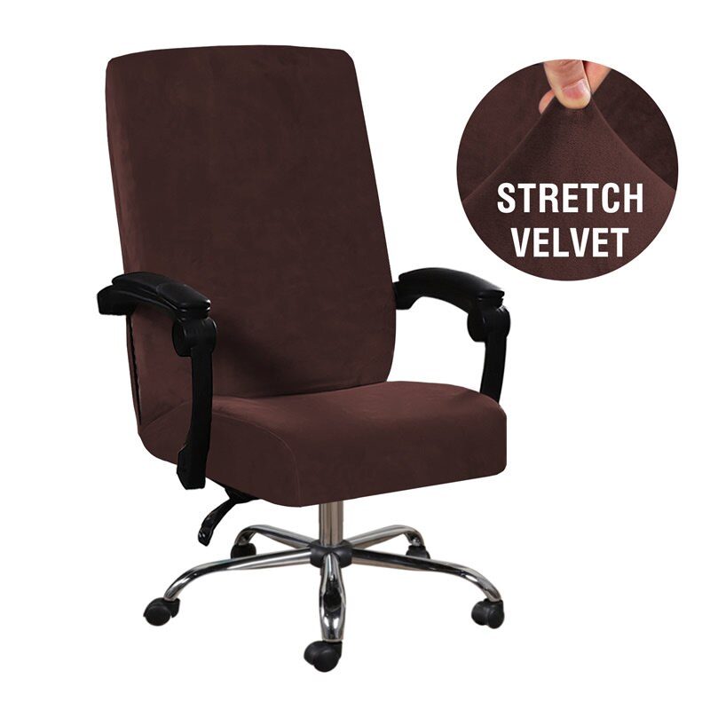 Funda de terciopelo elástica para silla de Gamer, cubierta de Jacquard giratoria para sillón de ordenador, Bar y oficina: Brown