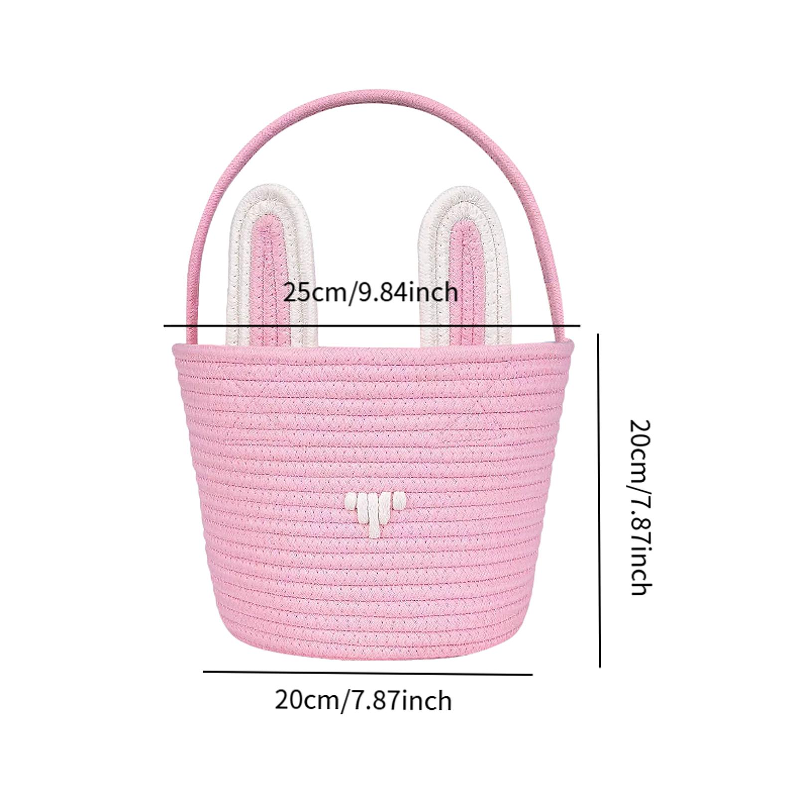 Påskeharekurv for barn, gutter og jenter, påskeegg-jaktkurv, gjenbrukbar bomullssnorkurv med kaninører, babyshower: Grønn