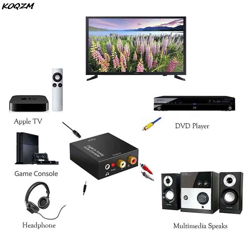 Convertisseur coaxial optique Toslink numérique à analogique, adaptateur Audio stéréo RCA L/R