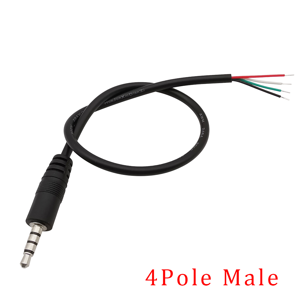 Conector macho hembra de 3,5mm, conector de Audio Mono/estéreo, Cable de extensión de auriculares de Audio de 3,5mm y 2/3/4 polos, Cable de reparación DIY de 30CM: Lavanda / Bajo 5 Unids