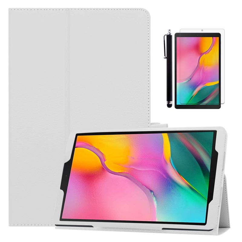 For Samsung Galaxy Tab A 10.1 Case PU Leather Magnetic Flip Cover For Samsung Galaxy Tab A 10.1'' SM-T510 / SM-T515 Tablet: White.3in1