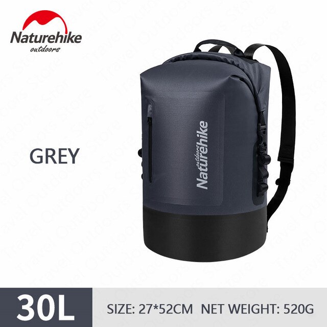 Bolsa seca impermeable de 20L, 30l y 40L para kayak de navegación, pesca descenso de ríos, natación, snowboard flotante, Camping, mochila para exteriores: 30L Gray