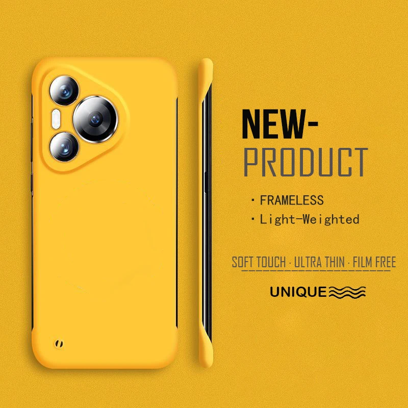 Ramlöst hårt pc matt telefonskal till huawei  p70 pro puro 70 ultra  p70 pro skyddande stötfångarskal: Aluminium / Gul