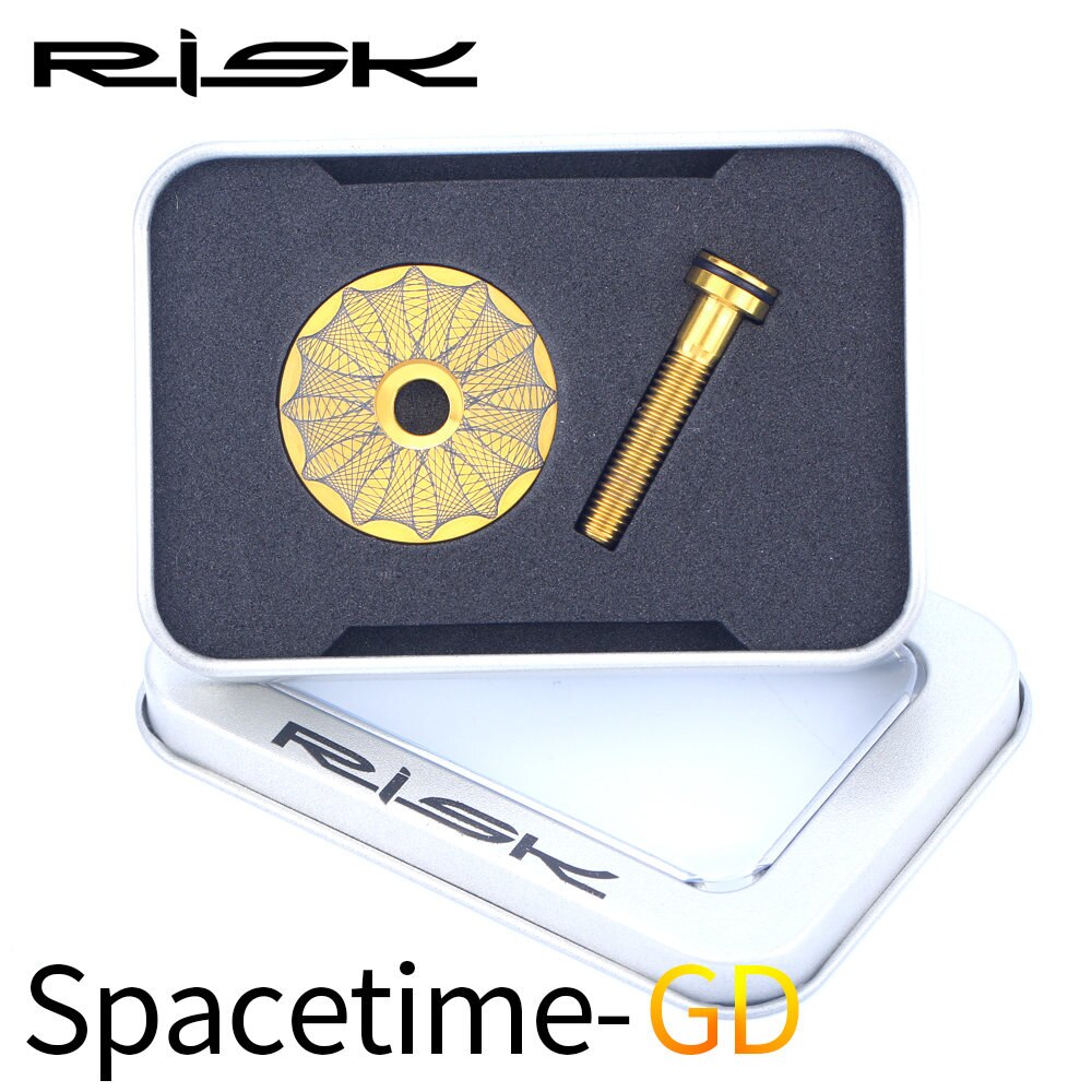 RISK Bicycle Stem Top Cap Headset Cover Titanium Alloy Bolt Road MTB Bike 28.6mm 1 1/8" Front Fork Head Tube Superlight Ti Screw: Space GD