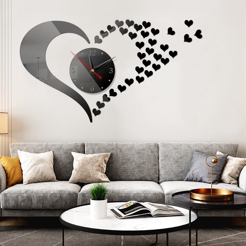 Grande horloge murale 3D auto-adhésive, aiguille à Quartz, moderne, miroir acrylique, autocollants muraux, décoration de maison, salon, DIY bricolage