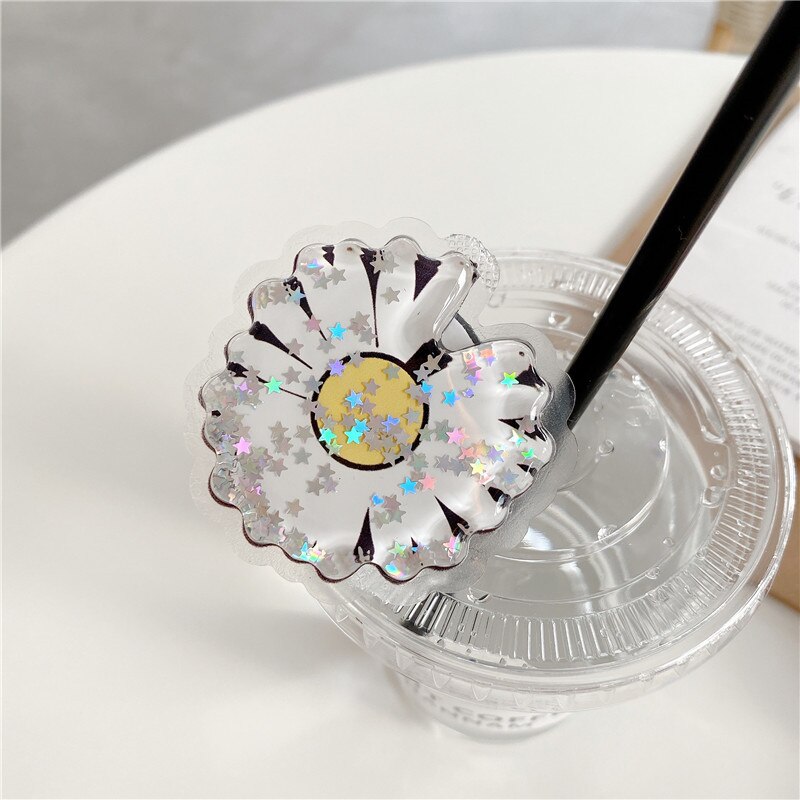 universal cute quicksand bear mobile phone grip telescopic mobile phone holder finger holder for all mobile phones: H