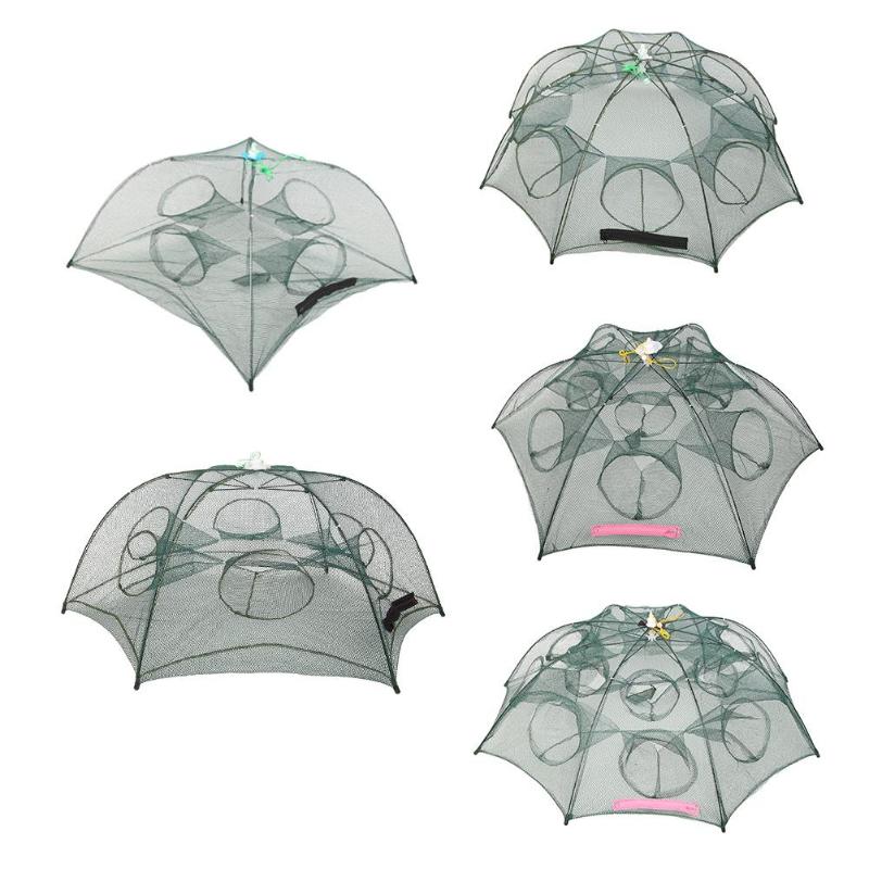 Piège à Filet De Pêche Pliable - Forme Parapluie, 4/16 Trous - Pour Poissons, Crevettes, Crabes - Facile à Utiliser