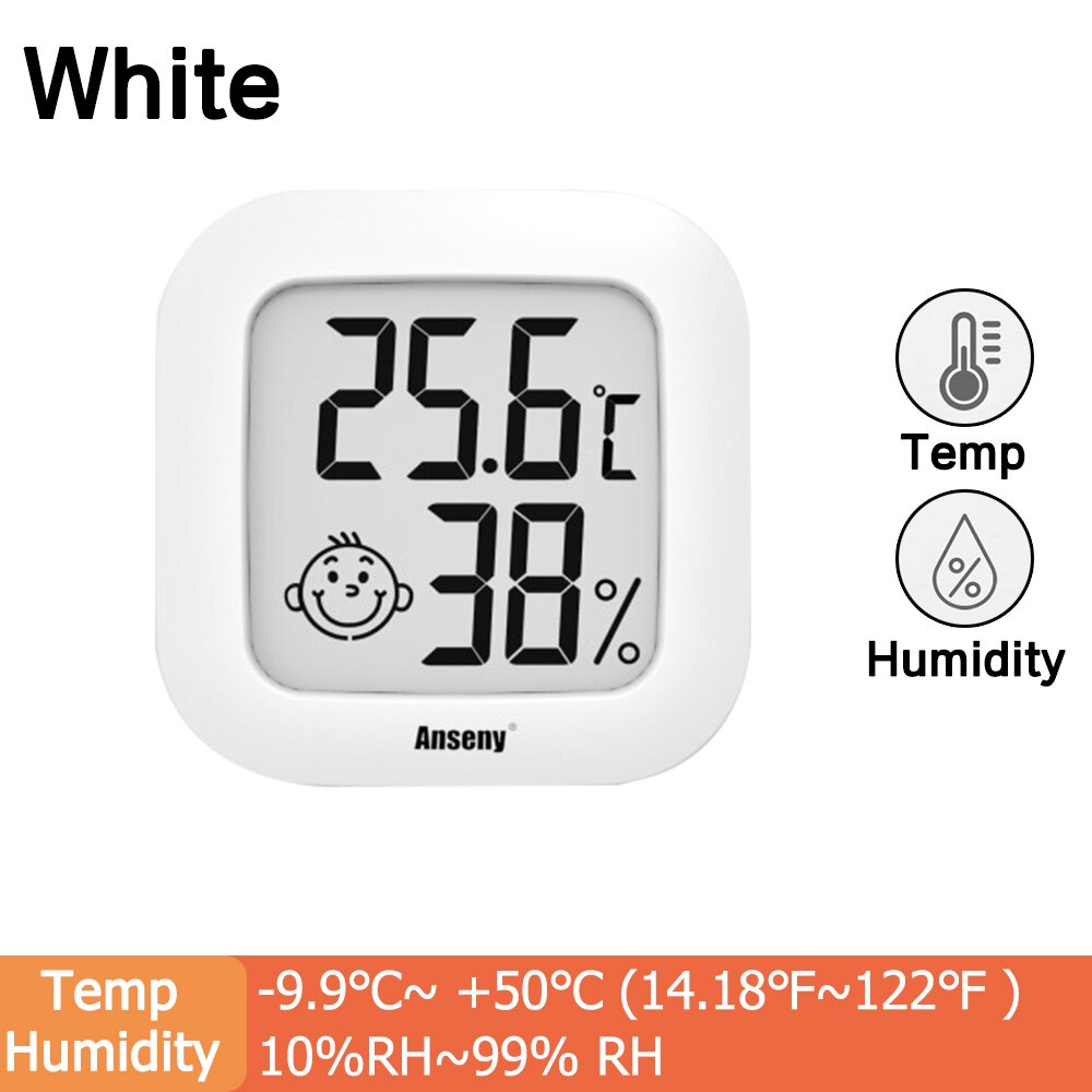 LCD Electronic Digital Temperature Humidity Meter Multifunction Indoor Outdoor Thermometer Hygrometer Weather Station Clock: C White