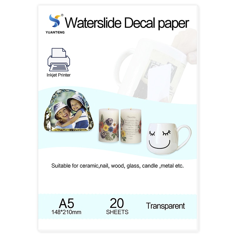 (20 Stks/partij) a5 Size Papier Inkjet Water Slide Decal Papier Transparante Transfer Papier Clear Inkjet Waterglijbaan Decalpapier Voor Nail