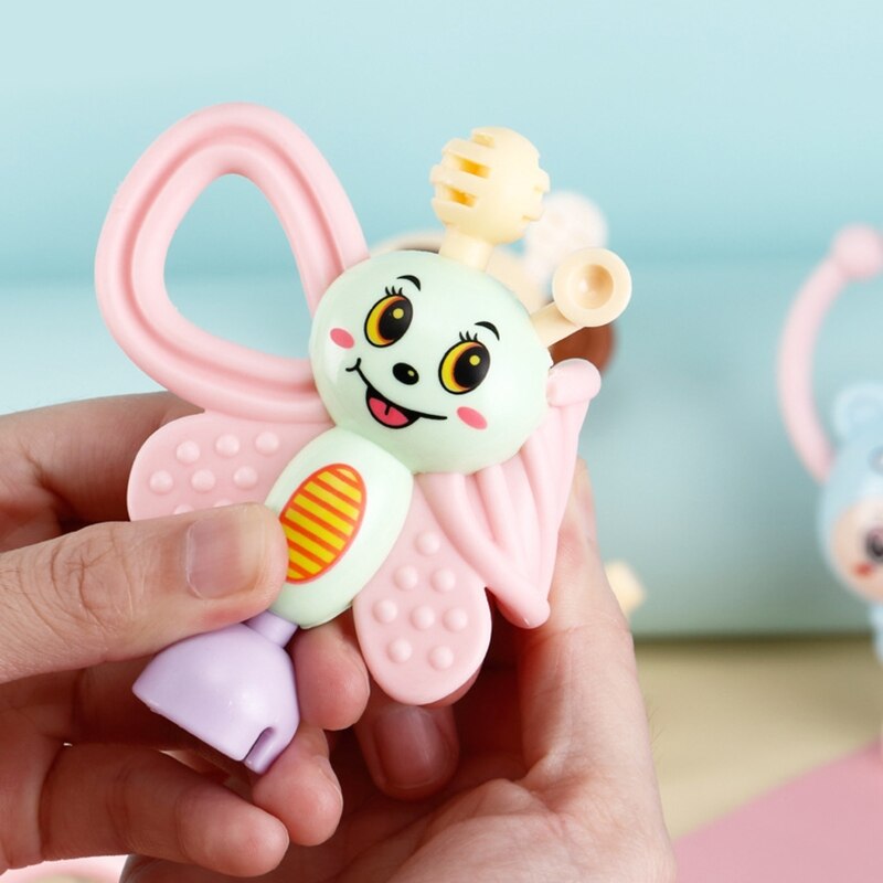 6-10pcs Baby Toys Hand Hold Jingle Shaking Bell Teether Ring Baby Rattles Toys Newborn Baby 0- 12 Months Teether Toys