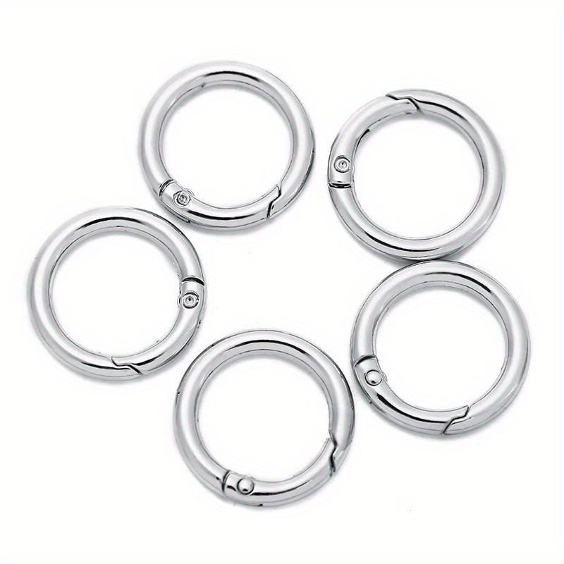 Anillo redondo de Metal de 5 piezas, llavero con hebilla de resorte, joyería artesanal que se puede abrir, mosquetón redondo, broche para bolso: # 7 / Dorado