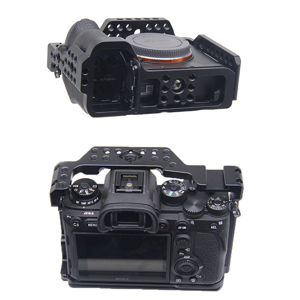 Aleación de aluminio para cámara Volg, plataforma de jaula con zapata fría de 1/4, 3/8 pulgadas, orificio de localización de tornillo, accesorio de reemplazo para Sony A9 A9II