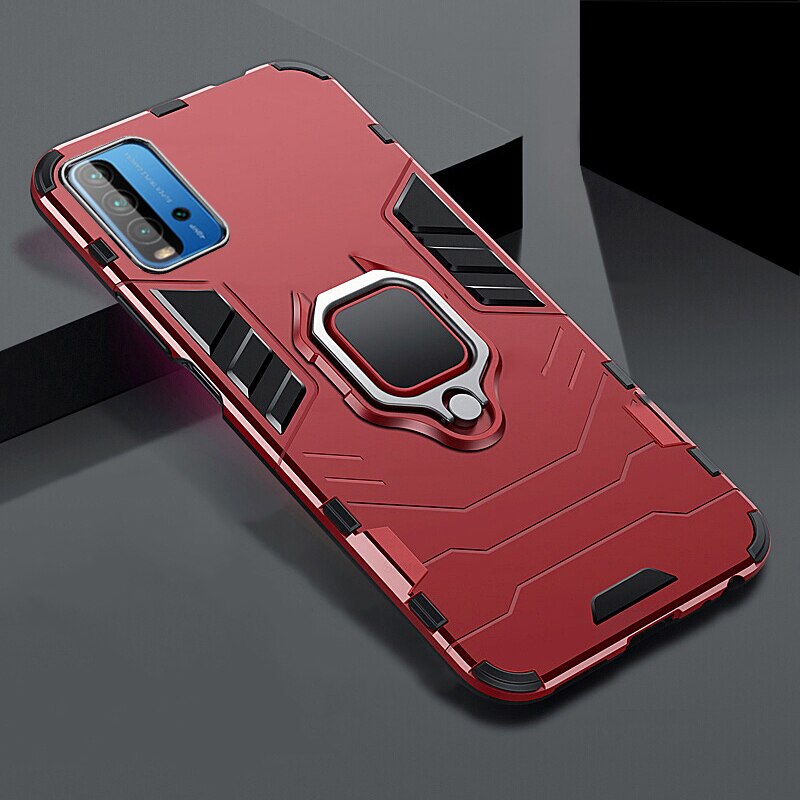 Armor Shockproof Coque for Xiaomi Redmi 9T Case for Redmy 9T 9 T T9 Redmi9T Funda Hard PC Car Magnetic Holder Protect Ring Cover: Red
