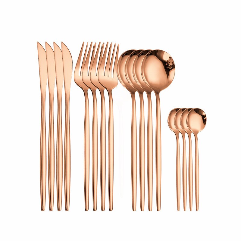 Stainless Steel Tableware Rose Gold Cutlery Set Fork Spoon Knife Set Stainless Steel Dinner Set of Spoons and Forks Eco Friendly