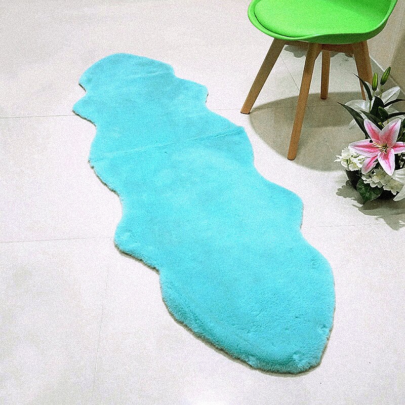 ROWNFUR-tapis de sol à poils artificiels, moelleux, lavable, en fausse fourrure, à la , pour salon et chambre à coucher,: Blue