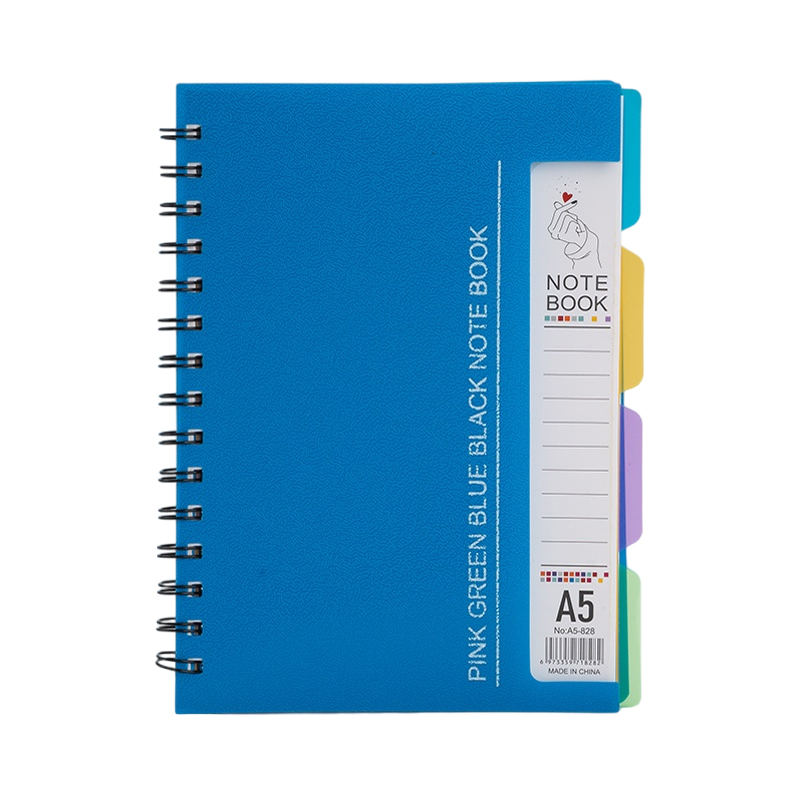 96-Sheet Spiral Notebook with 4 Divider Pages A4/A5 Sizes Lined Pages Blue Green Black Rose Wirebound Note Book: Yellow