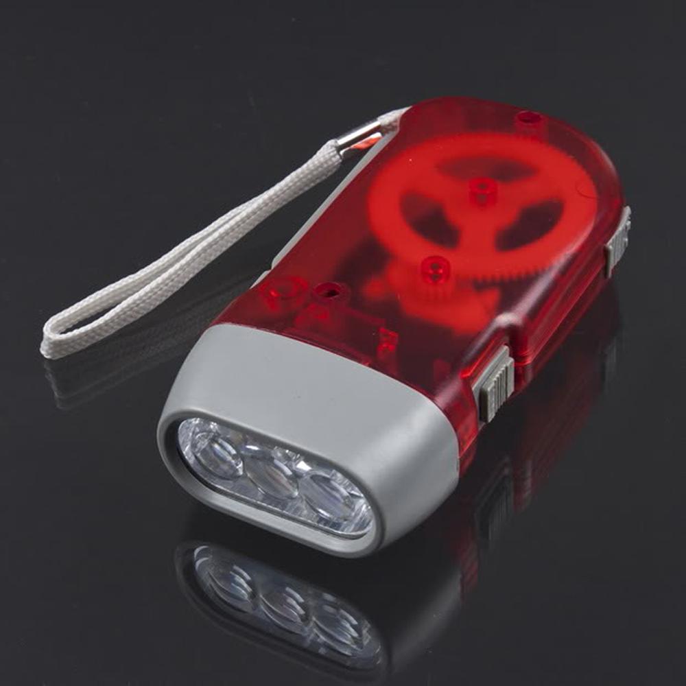 Linterna Dinamo de presión manual para exteriores y el hogar, luz de antorcha de viento, manivela, lámpara de Camping, 3 LED: Rojo
