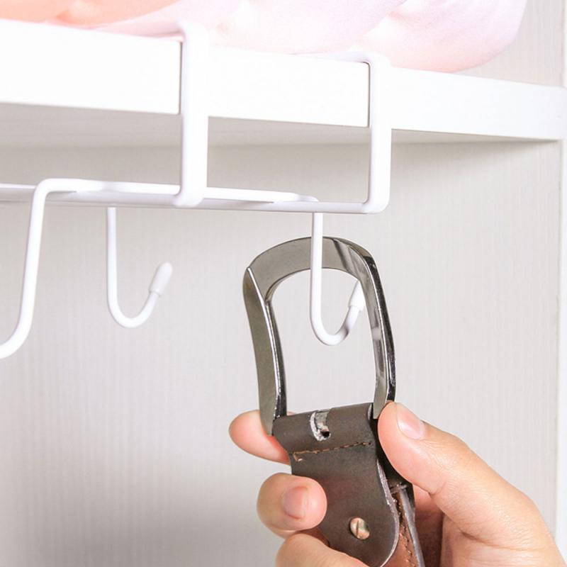 Double 8 Hooks Mug Coffee Cup Under Shelf Metal Hanger Storage Rack Kitchen Cupboard Holders Paper Holders Kitchen Accessories