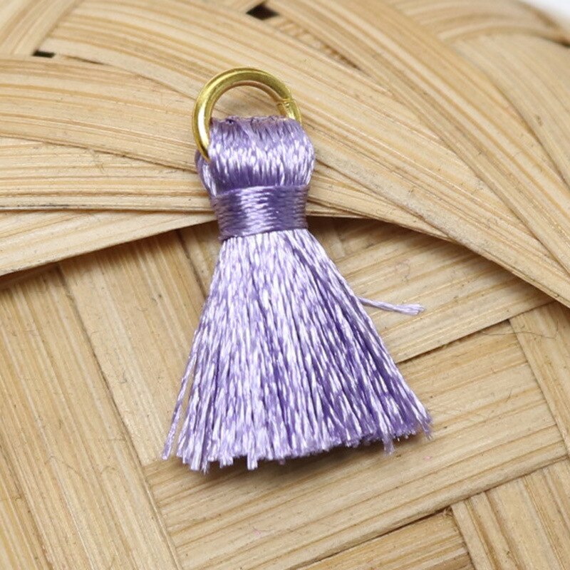Colgante de borlas de hilo de algodón de 2cm, accesorio de joyería, con adornos de flecos pequeños, para manualidades, DIY, 20 piezas: Lila