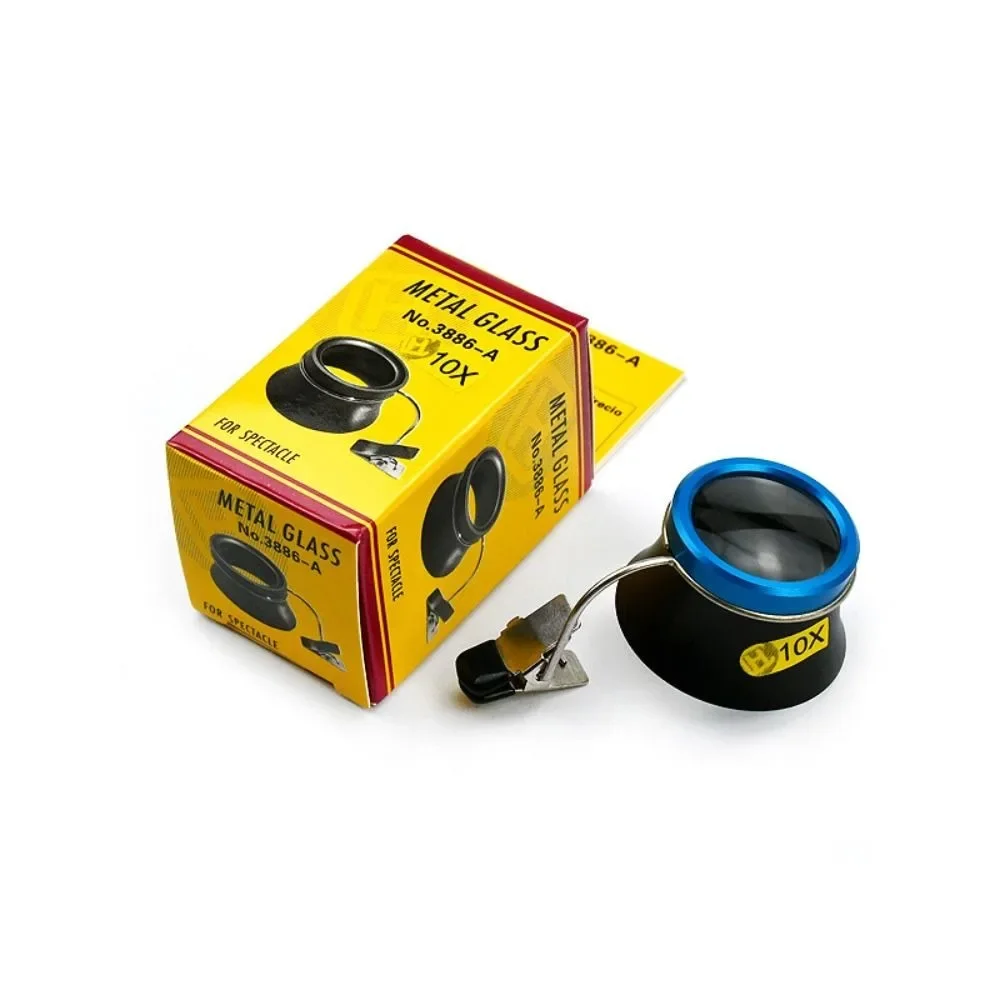 5X 10X 20X Lenzenvloeistof Vergrootglas Clip-On Eye Loep Vergrootglas Draagbare Oculair Procesbediening Horlogemakers Reparatie Tool: Bruin
