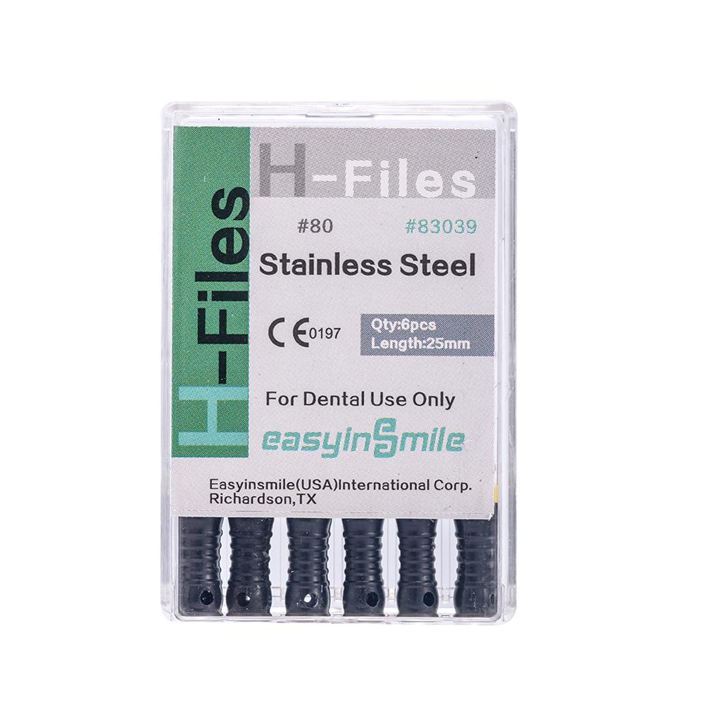 10Packs Dental Endo Stainless Steel Root Canal Endodontic H-Files Reamers Hand Use 25mm EASYINSMILE 6Files Per Pack: Size80