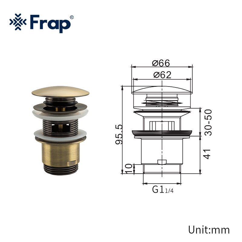 Frap Brass Bath Basin Overflow Hole Sink Tap Push Button Pop up Waste Plug Slotted Kitchen Sinks Drains F60-4/F60-8