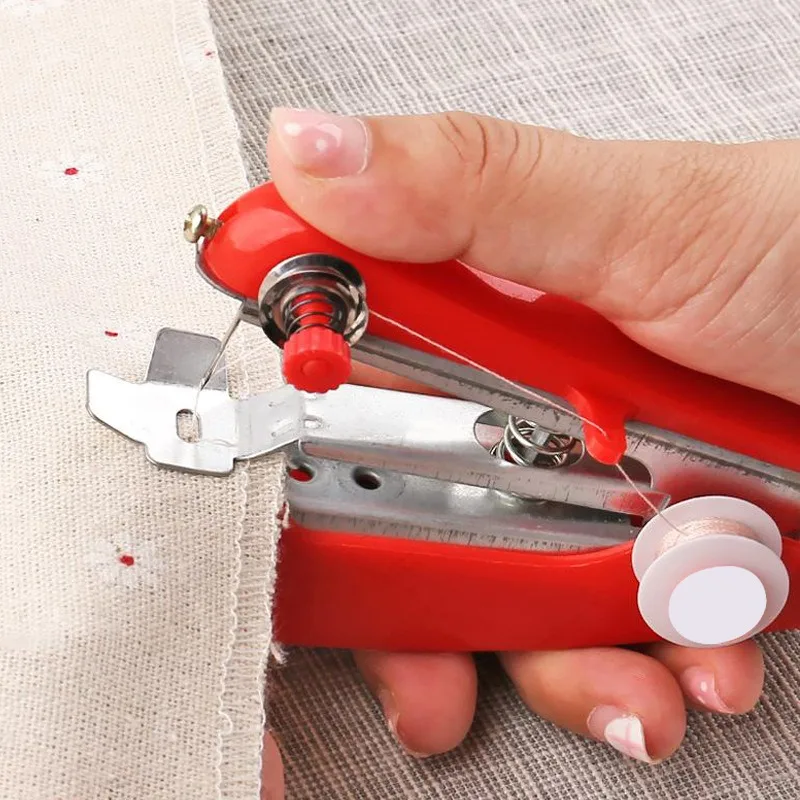 Mini máquina de coser Manual portátil para el hogar, máquina de coser pequeña de bolsillo para viajes al aire libre: Negro