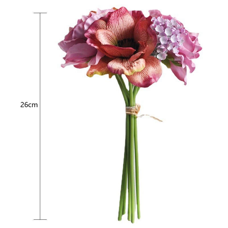 Nordic Pioen Boeket Kunstmatige Bloem Bruiloft Bruid Bedrijf Nep Bloemen Eenvoudige Hand Tie Anemone Valentijnsdag Boeket