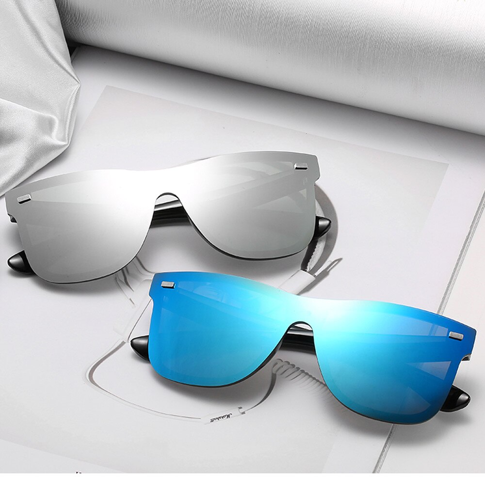 Mode Zonnebril Een Stuk Trend Persoonlijkheid Lenzenvloeistof Bescherming Reflecterende Frameloze Sunglassess UV400