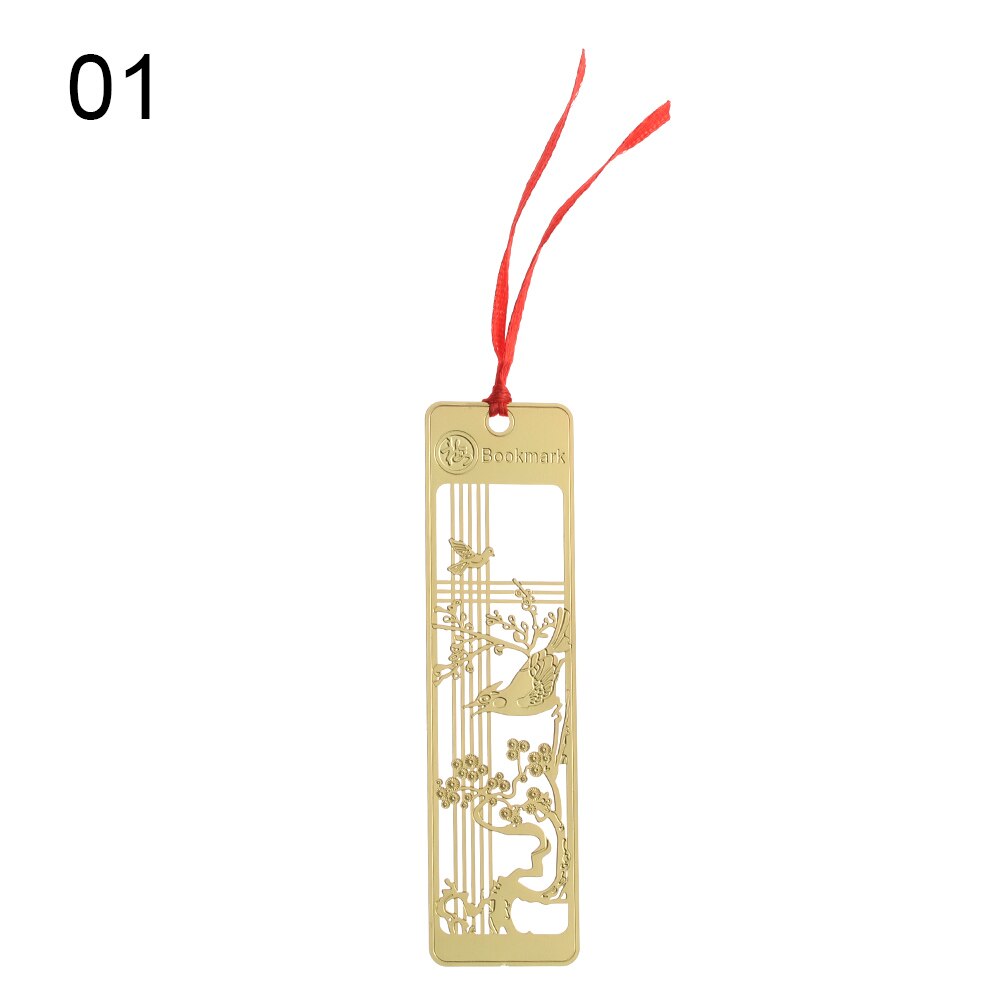 Cute Popular Retro Chinese Style Metal Bookmark Panda Pendant Hollow Bookmark Book Tassel Pagination Mark Stationery Supply: 1 Plum