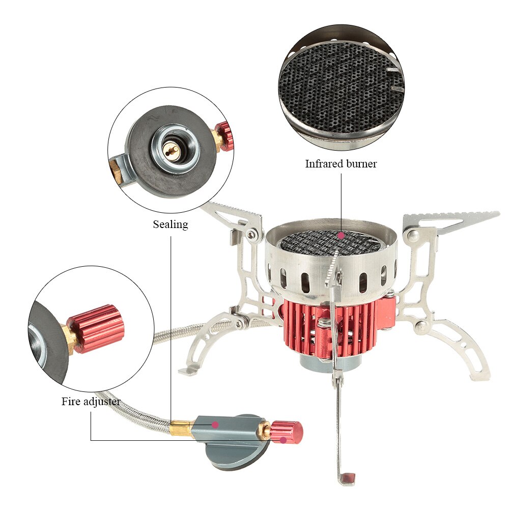 3500W Mini Stufa All'aperto Ultralight Infrarossi Fornello Da Campeggio Stufa Portatile Forno Pieghevole Antivento Stufa A Gas per Cookout di Picnic