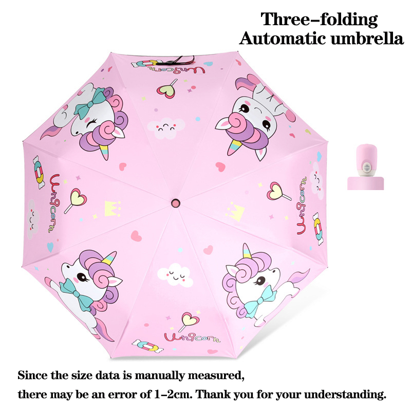Ombrello pieghevole, simpatico unicorno, dinosauro, piccola tigre spaziale, ombrello per protezione solare alla moda, ombrello dal design a strisce riflettenti: verde